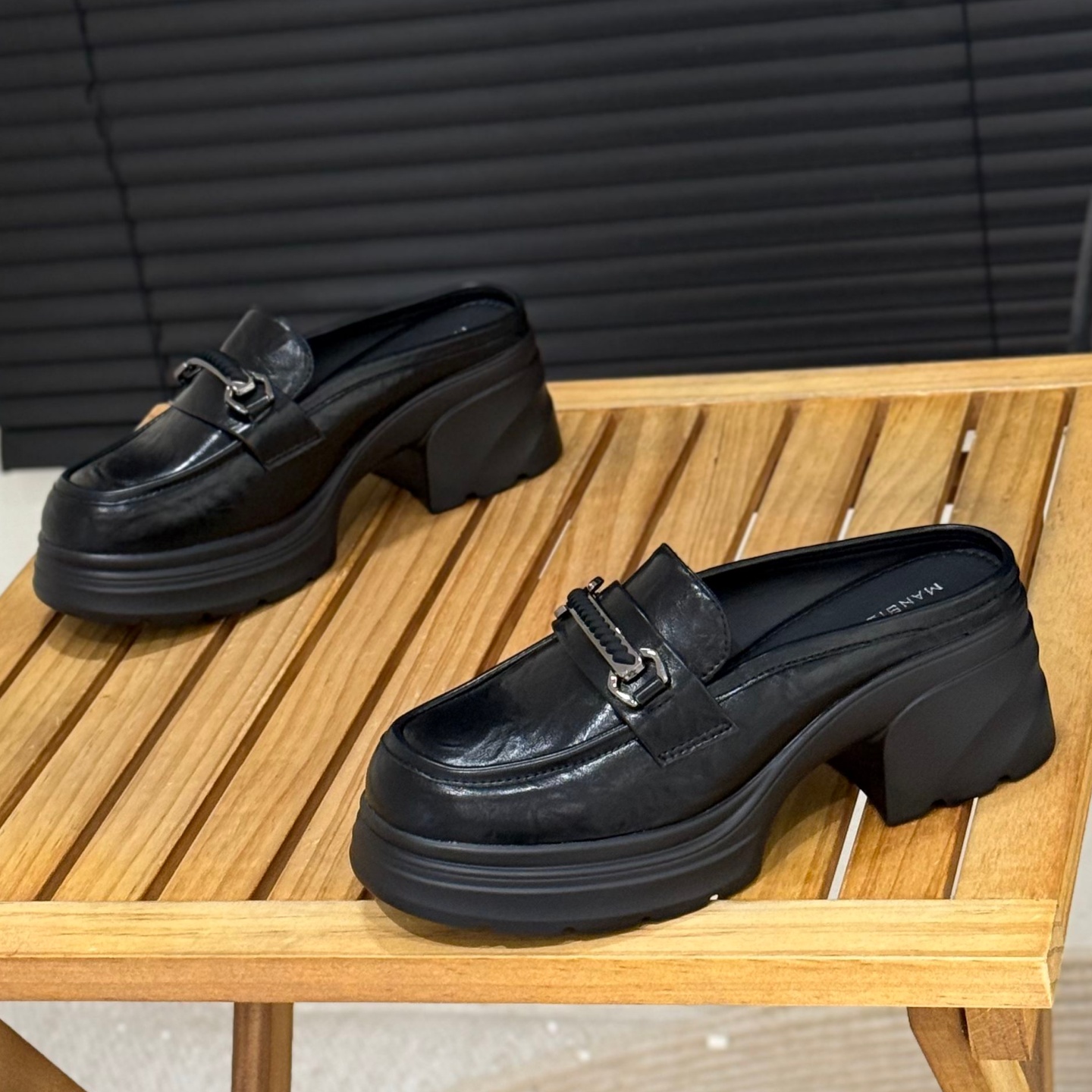 6cm增高厚底包头拖一脚蹬乐福鞋