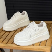 女2026年新款 百搭小个子厚底松糕鞋 时尚 6cm增高小白鞋 运动休闲鞋