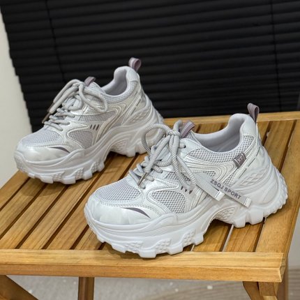 网面透气厚底老爹鞋女2026年春季新款小个子增高7cm运动休闲女鞋