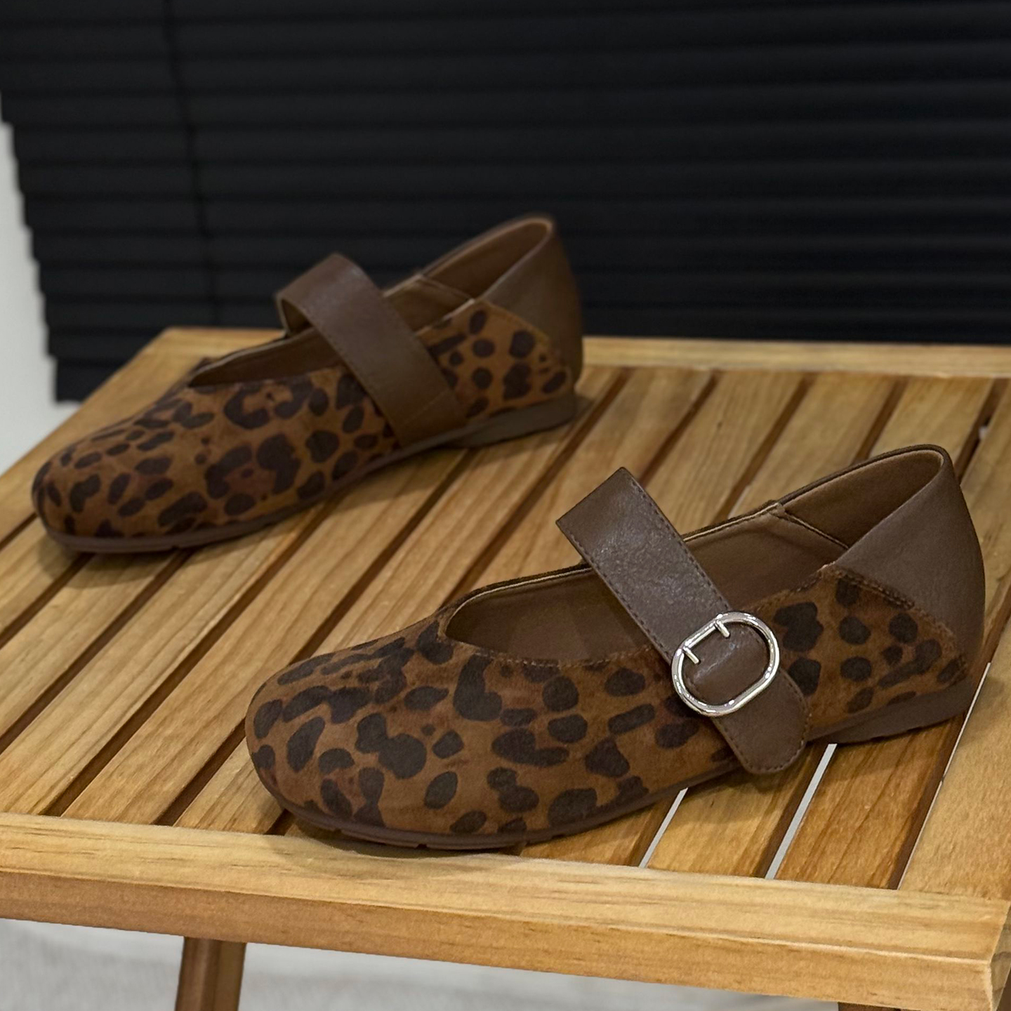 豹纹平底玛丽珍鞋一脚蹬浅口单鞋