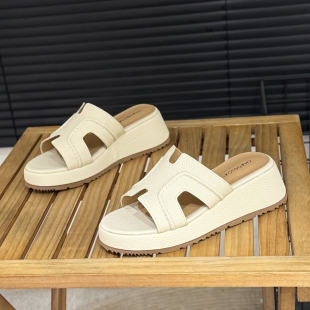 银色女拖显腿长防滑凉拖鞋 时尚 新款 6cm增高坡跟一字拖女2026夏季