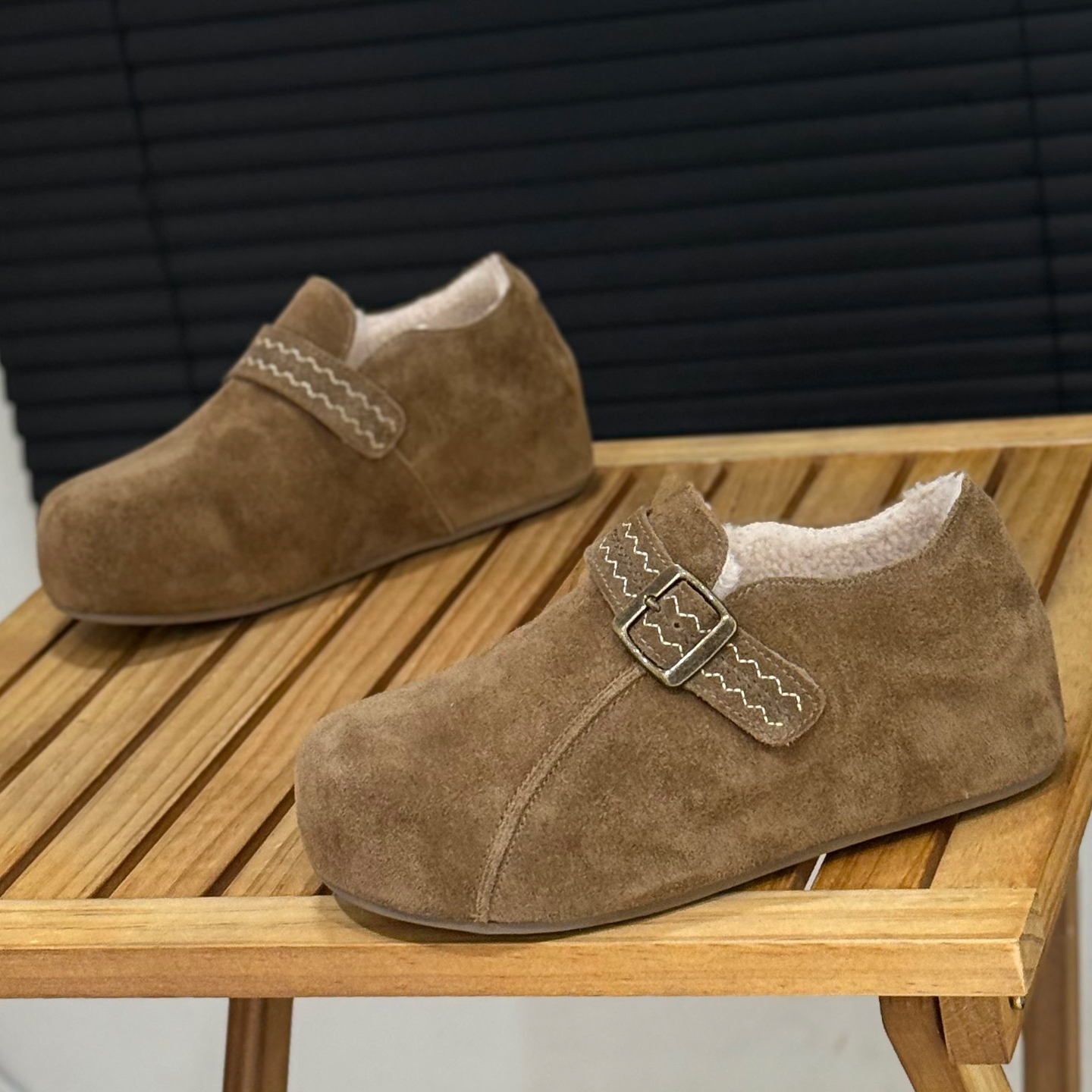 内增高勃肯鞋秋冬加绒磨砂皮棉鞋