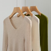 V领针织衫 超柔软60支18针无缝打底衫 坑条显瘦120S羊毛裸感微透圆