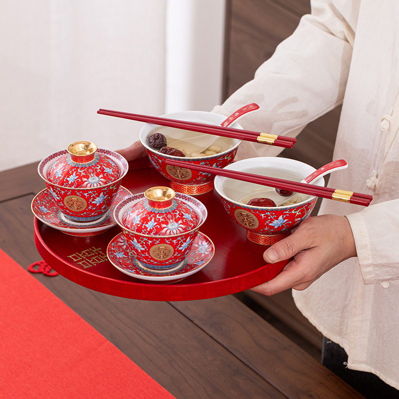 结婚改口敬茶杯喜杯喜碗婚庆用品