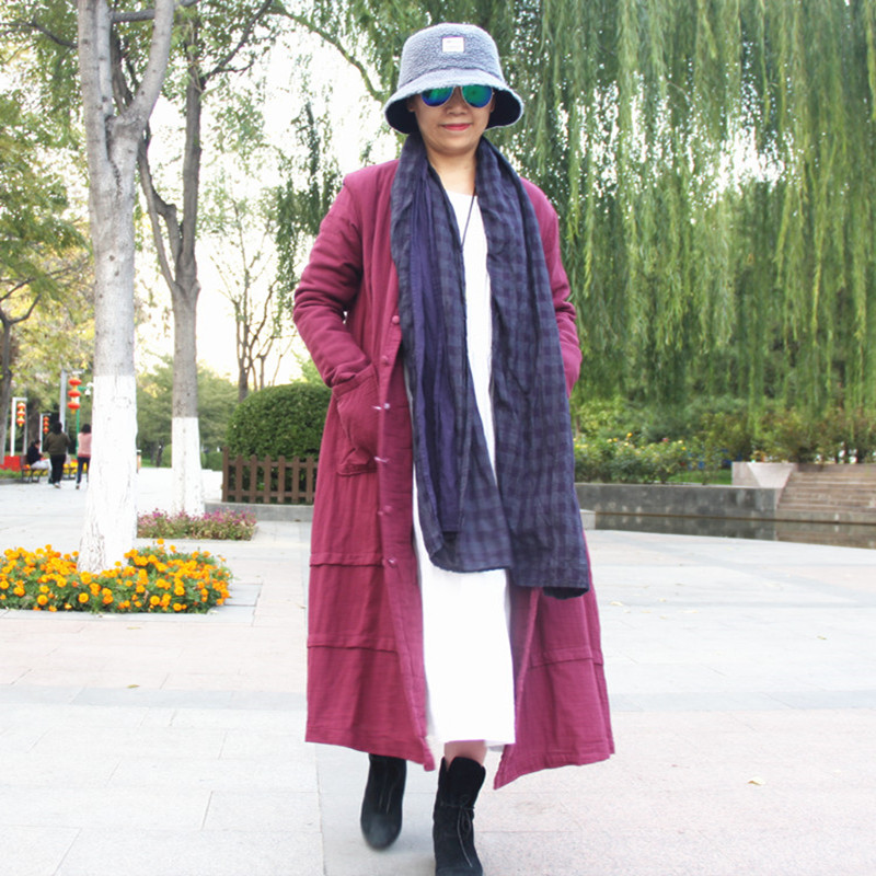 初冬民族风长款宽松两面穿棉服