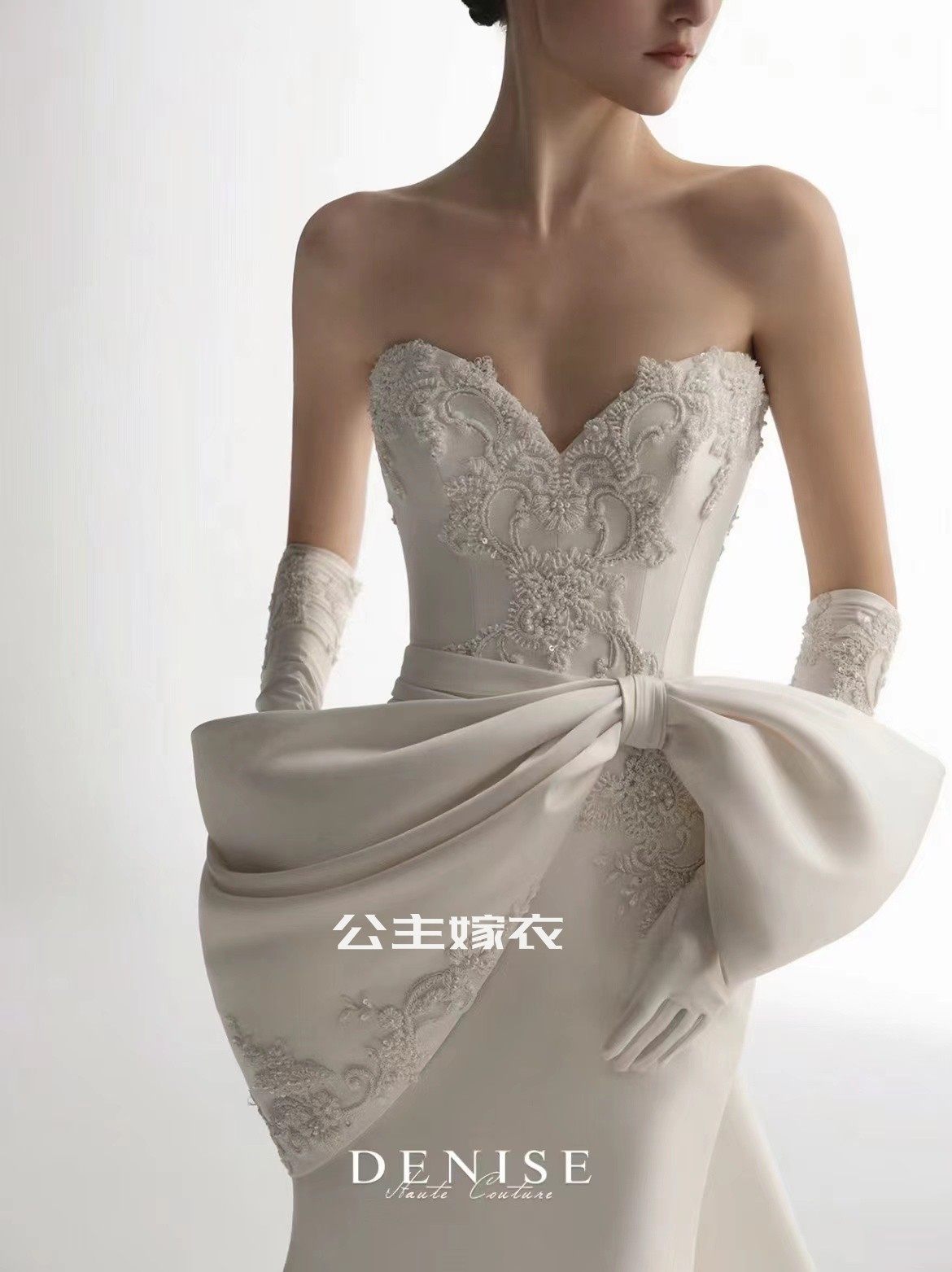 出租【蝴蝶夫人】DENISE丹妮斯正版抹胸鱼尾新娘主仪式室外拖尾