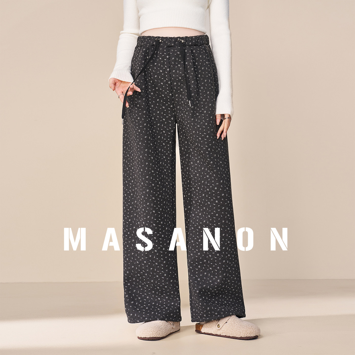 MASANON孕妇裤2026新款冬装加绒加厚大码碎花直筒阔腿裤秋冬外穿,孕妇装/孕产妇用品/营养,孕妇休闲裤,淘宝优惠券,粉丝福利购,淘宝优惠卷
