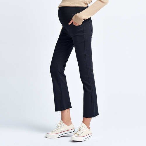 MASANON孕妇黑色微喇牛仔裤