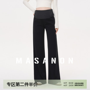 MASANON孕妇裤 新款 小个子孕早期不勒肚子黑色长裤 春夏外穿 子春装