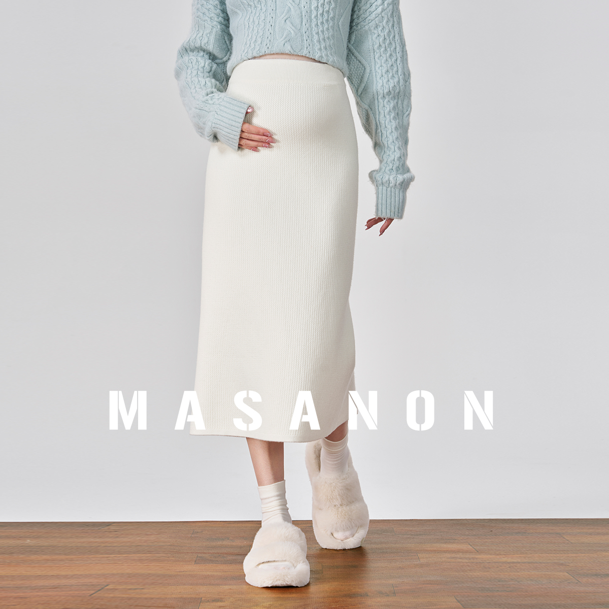 MASANON孕妇加绒加厚半身裙