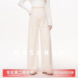 阔腿裤 MASANON孕妇裤 无托腹大码 子秋冬装 秋外穿小个子加厚糯米裤