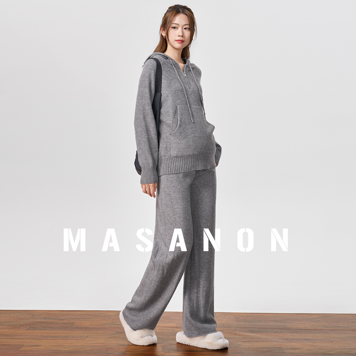 MASANON孕妇针织连帽套装