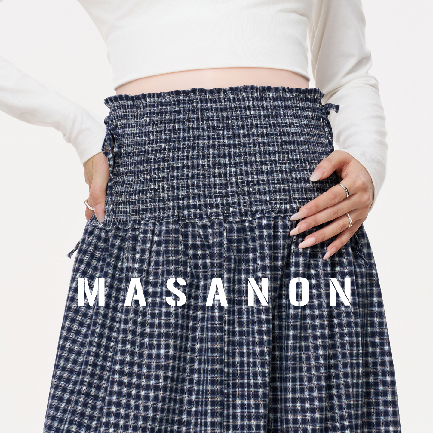 MASANON孕妇格子半身裙秋季