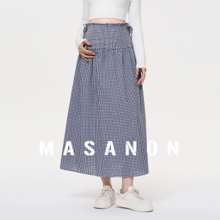 孕妇半身裙2025新款 孕期格子半裙孕妈高级穿搭托腹裙子小个子秋装
