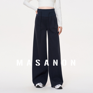 MASANON孕妇裤秋外穿2026新款抽绳不勒肚子加厚小个子阔腿裤春装