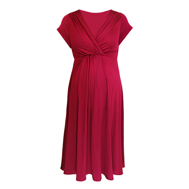 MATERNITY DRESS SUMMER 2025 NEW SUMMER STYLE FASHION FRENCH TEMPERAMENT SHORT SLEEVE V-NECK DRESS SLIM FIT NURSING SKIRT