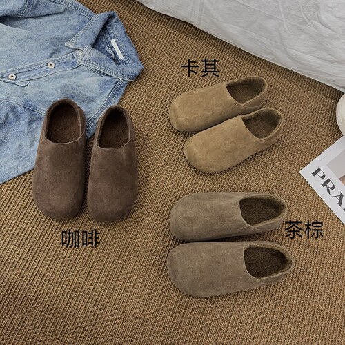 M8803冬季新品女真皮圆头勃肯软底舒适简约韩版加绒百搭网红同款