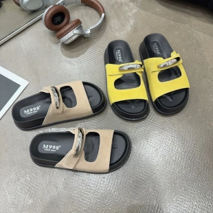 软底舒适简约懒人一字带拖鞋 夏季 女真皮厚底一脚蹬拖鞋 新品 880