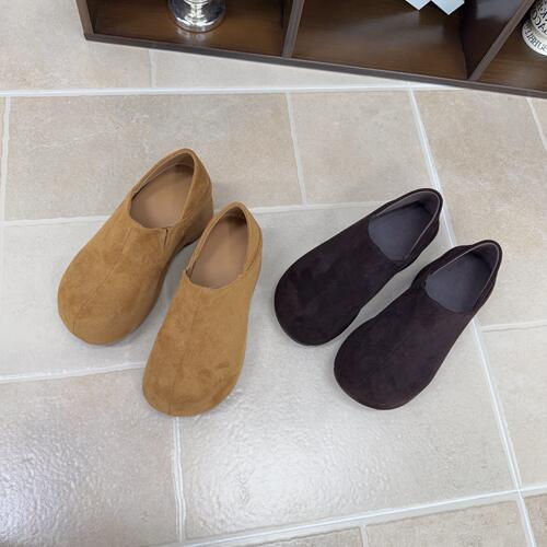 9608秋季新品女绒面厚底一脚蹬勃肯女鞋韩版增高6cm