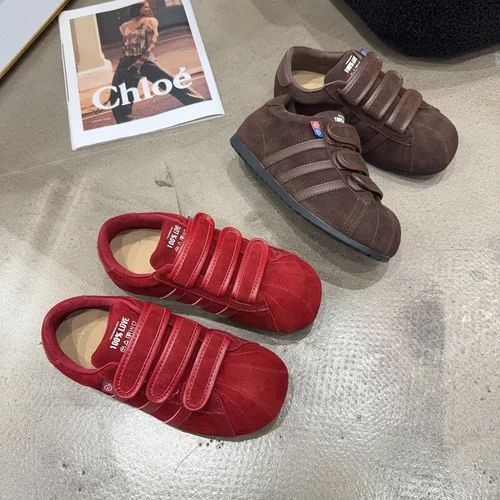 9226-2乐乐家秋季新品女真皮丑萌魔术贴德训板鞋内增高软底舒适潮