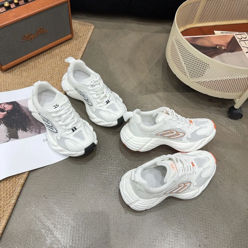 1611-18 夏季新品女真皮拼接网面老爹鞋时尚大牌网红同款炸街休闲