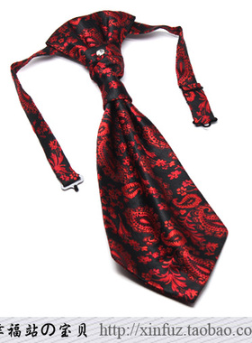 男士西装领带 结婚司仪主持礼服配饰 酒红色腰果花纹免打式香港结