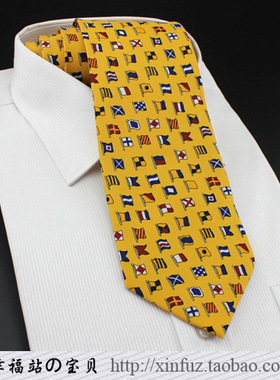 领带男正装商务休闲英伦风黄色帆船图案韩版潮个性小众设计感领带
