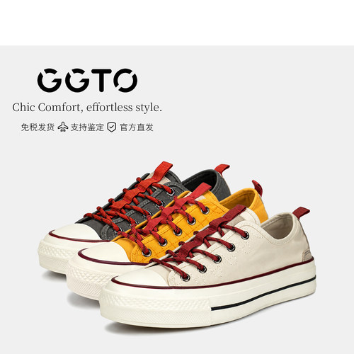 GGTO  正品设计师品牌2026新款帆布鞋女鞋增高休闲鞋