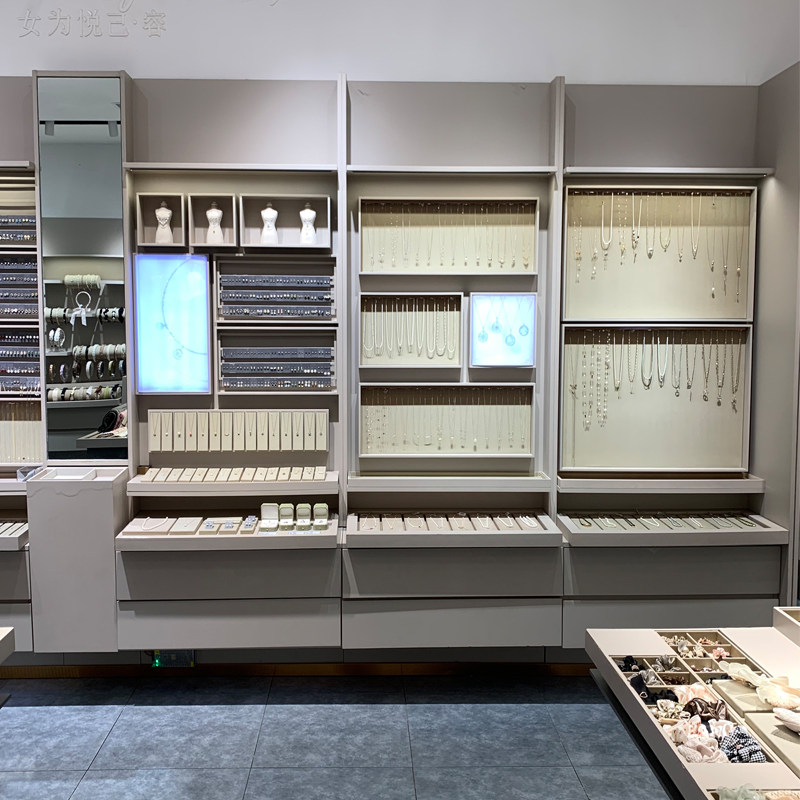 饰品店整店设计木质烤漆展示柜耳环项链头箍花夹手表珠宝定制展柜