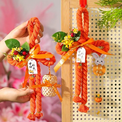 新款2025中秋节入户门中国结挂件客厅高档平安万字结福字灯笼挂饰