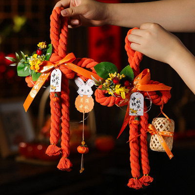 新款2025中秋节入户门中国结挂件客厅高档平安万字结福字葫芦挂饰