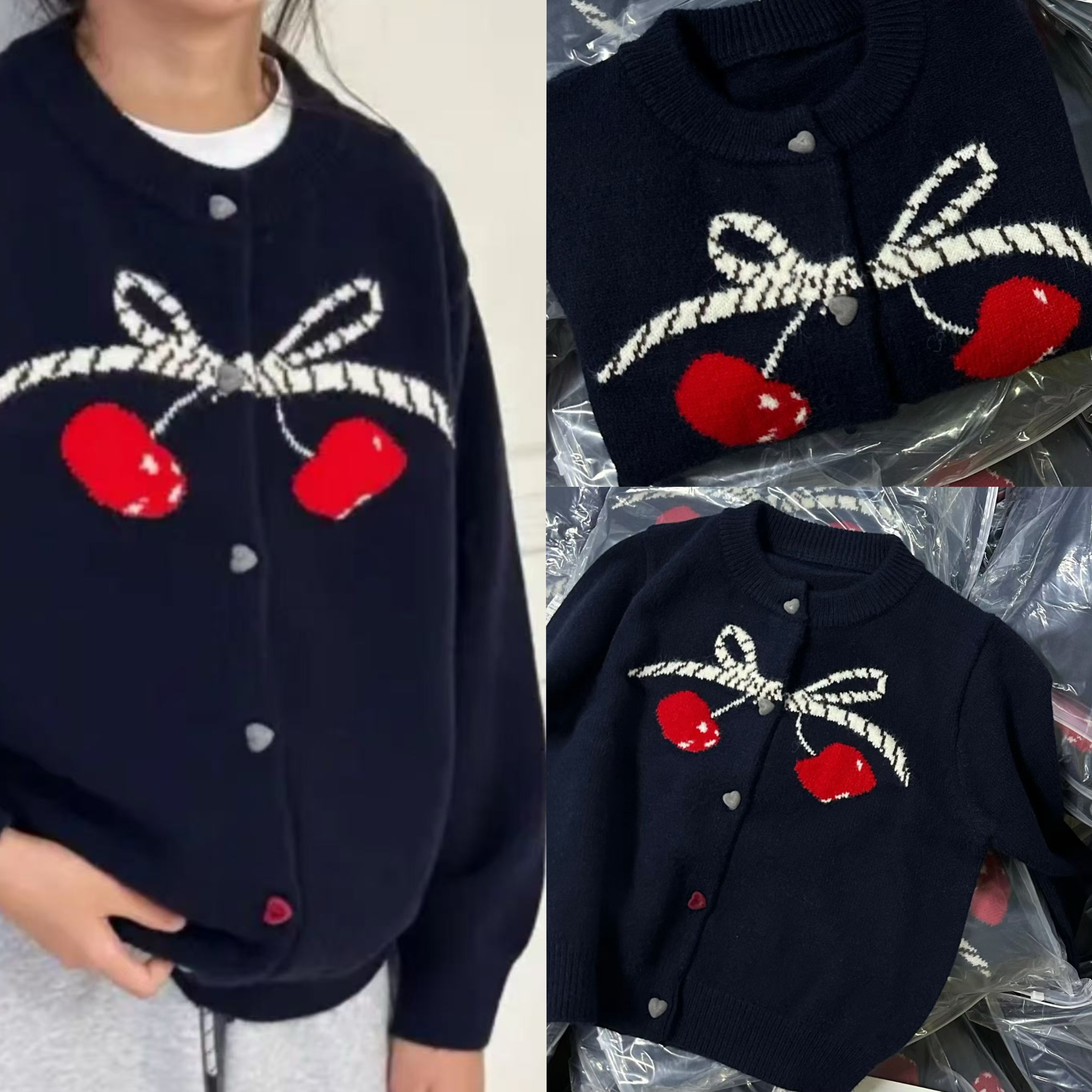 现货波拉韩国童装女童圣诞毛衣2025秋季新款儿童宽松针织开衫外套