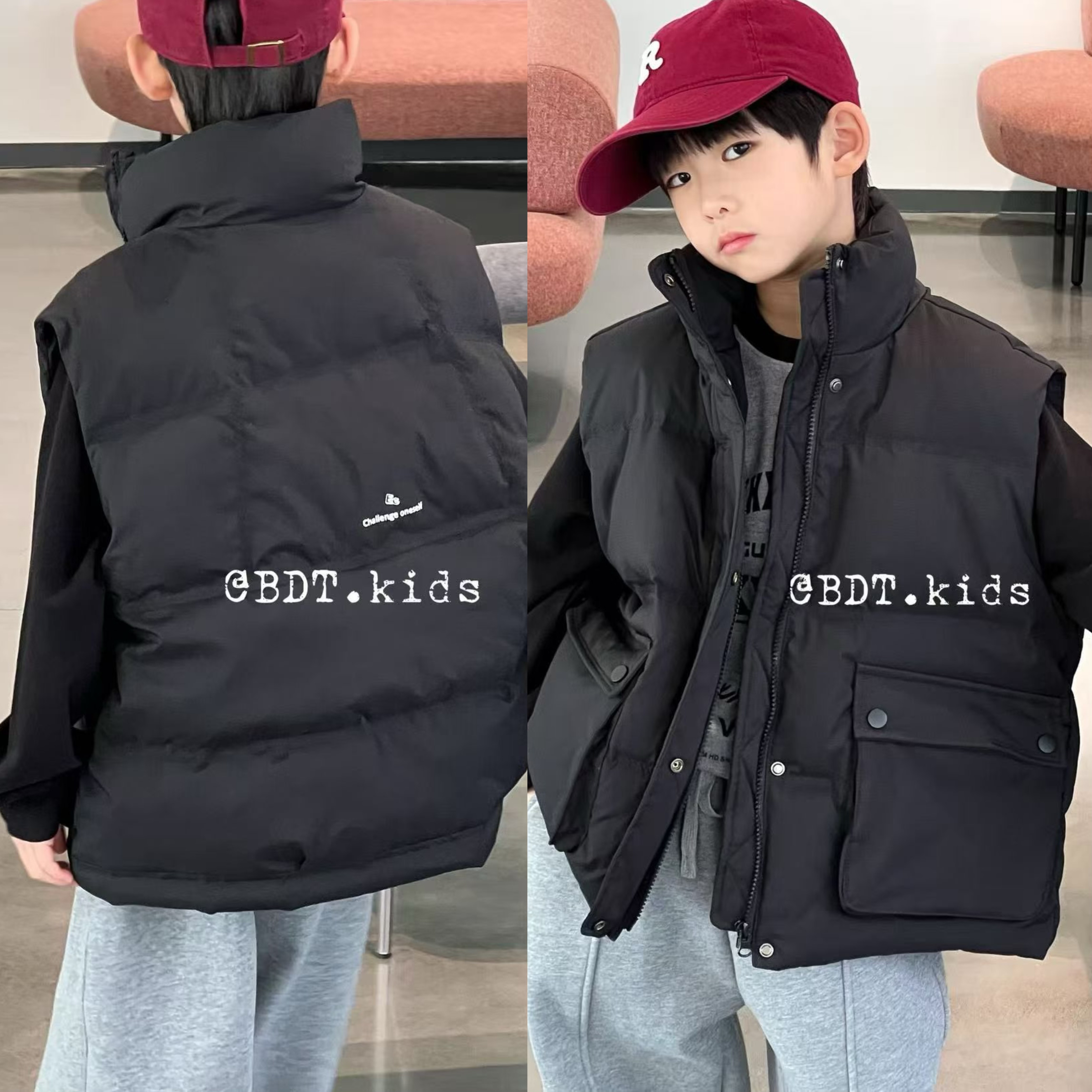 波拉韩国儿童装羽绒马甲2025冬款男女童加厚保暖外套90白鸭绒亲子