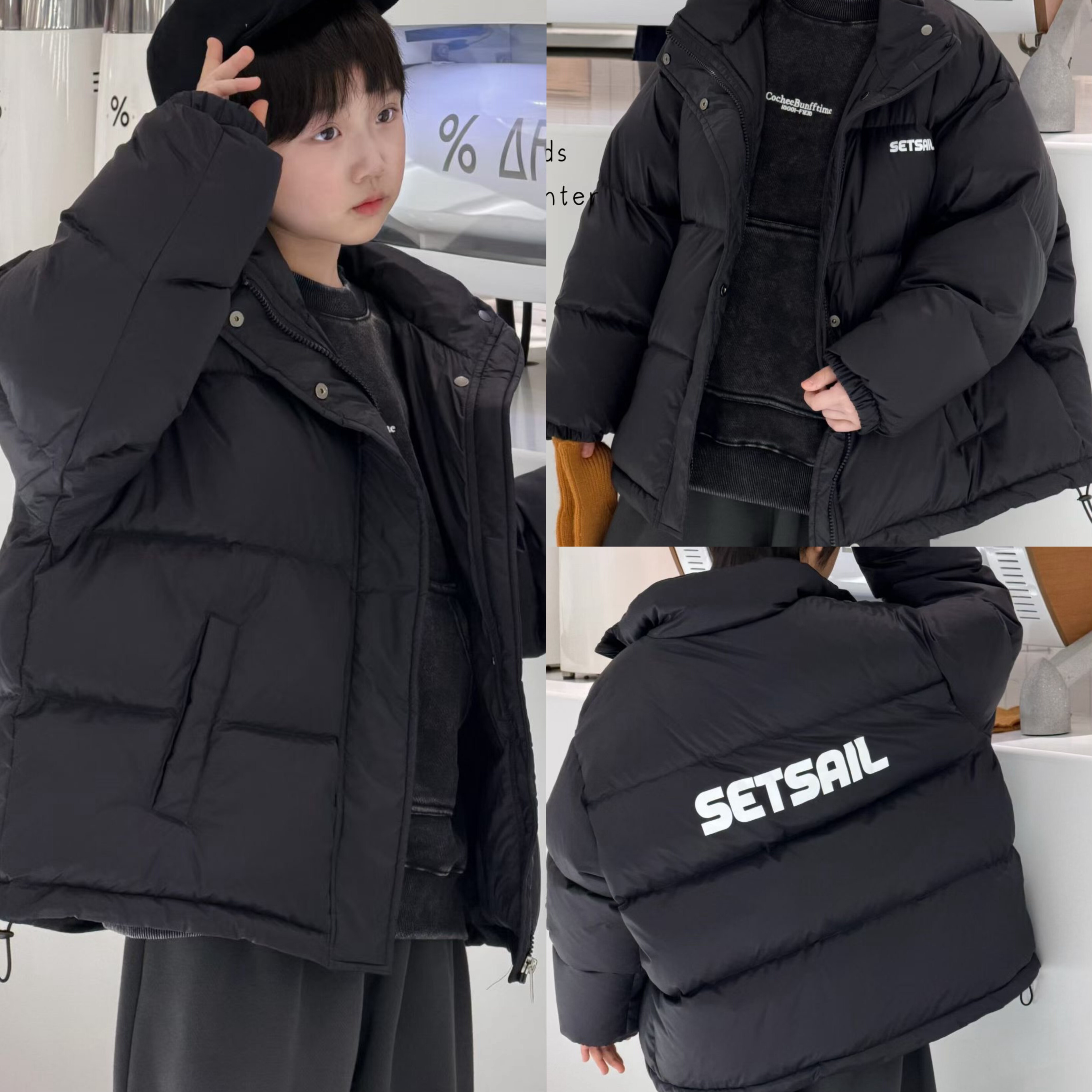 波拉韩版加厚羽绒服冬季男女童