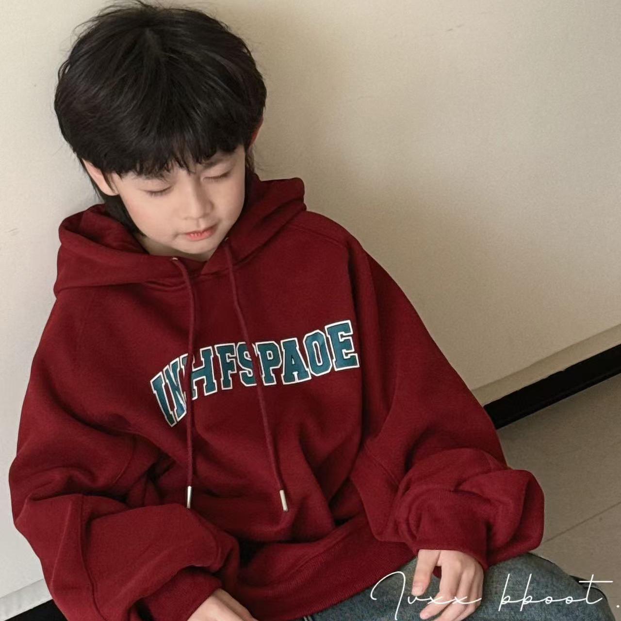 潮牌男女童连帽卫衣秋冬装新款加厚一体绒运动衫韩版宽松保暖外套