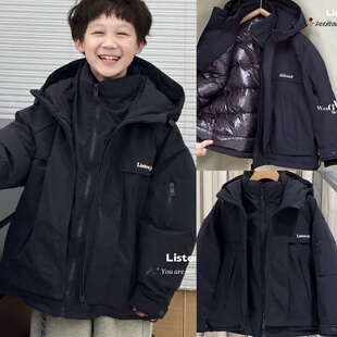 现货波拉韩国童装儿童冲锋衣2025秋冬款男女童加厚90白鸭绒羽绒服