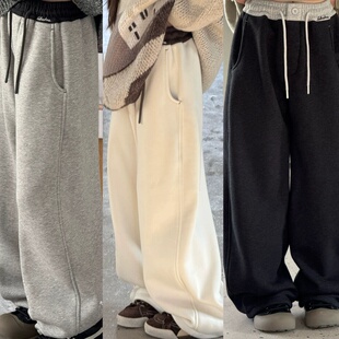 听集波拉韩国儿童装加绒卫裤秋冬款男女童加厚一体绒保暖运动裤子