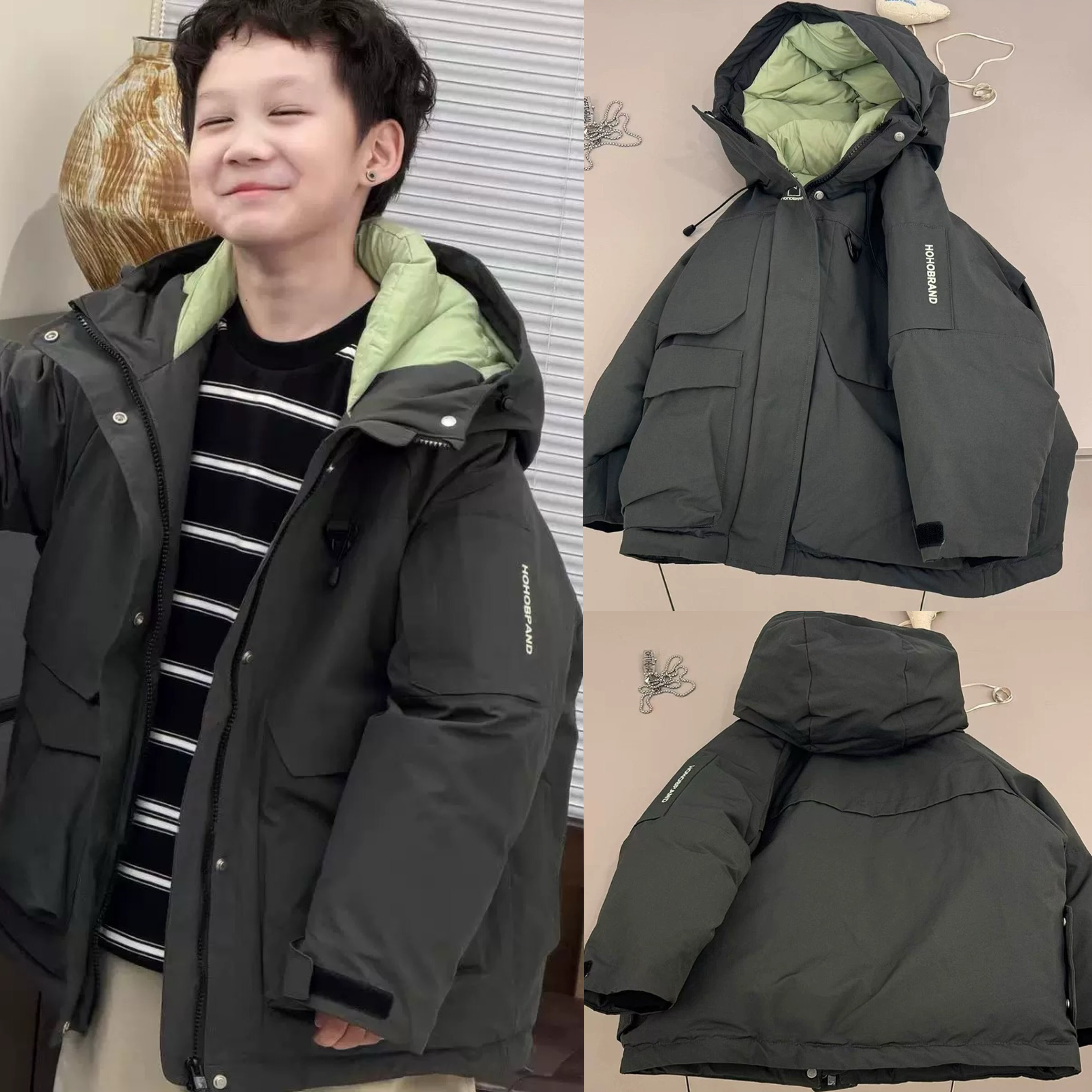 波拉韩国儿童装白鸭绒羽绒服2025秋冬款男女童加厚保暖外套冲锋衣