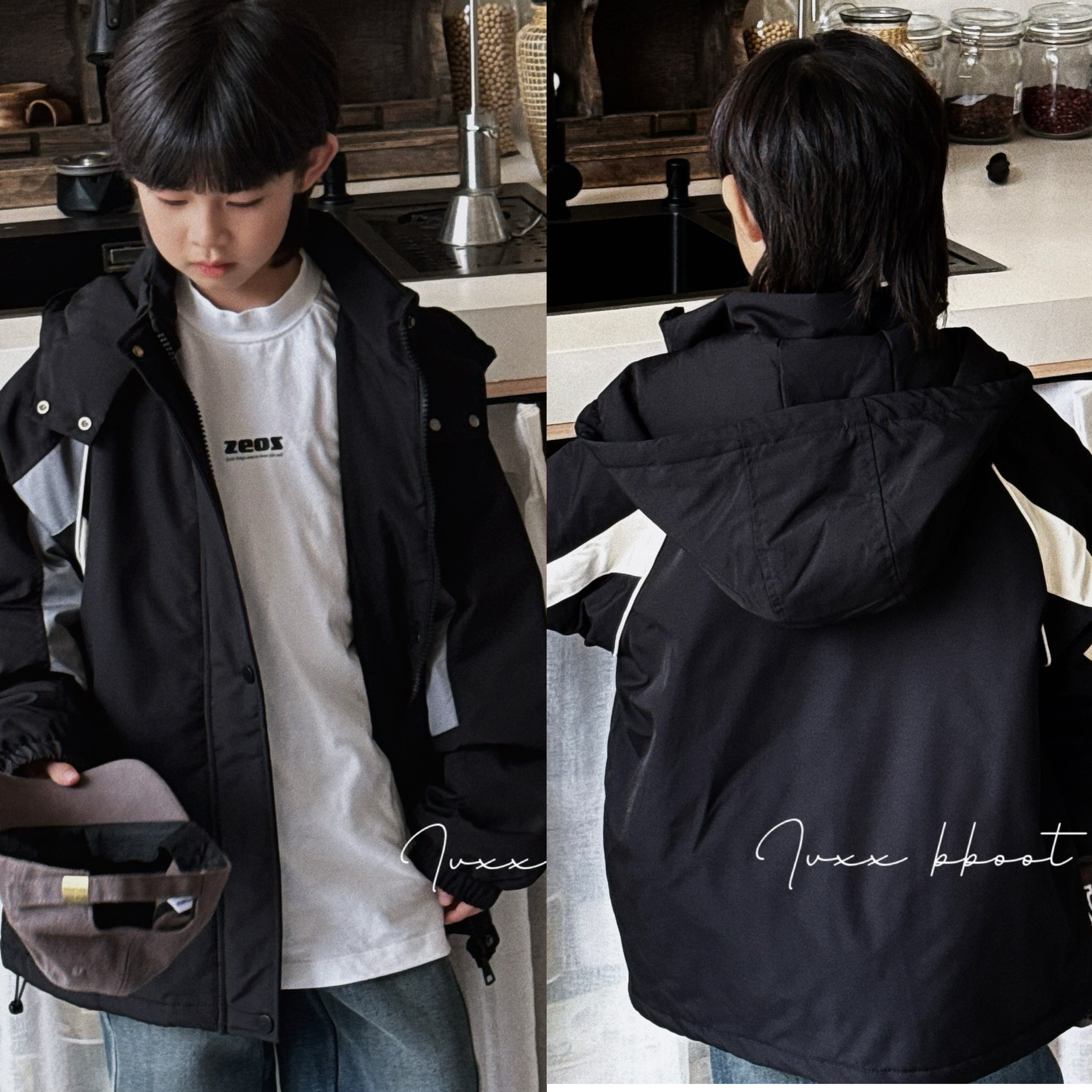 波拉韩国童装男女童加棉外套秋冬季新款儿童宽松休闲加厚冲锋衣