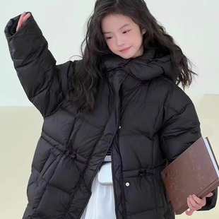 韩国潮牌童装男女童90白鸭绒外套2024秋冬装新款中长款儿童羽绒服