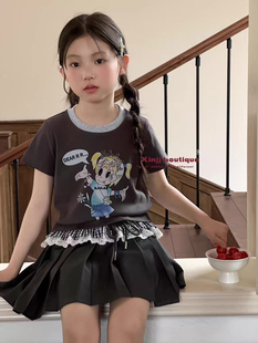 心尖尖正版波拉韩国童装女童短袖T恤衫春夏款儿童宽松休闲上衣潮