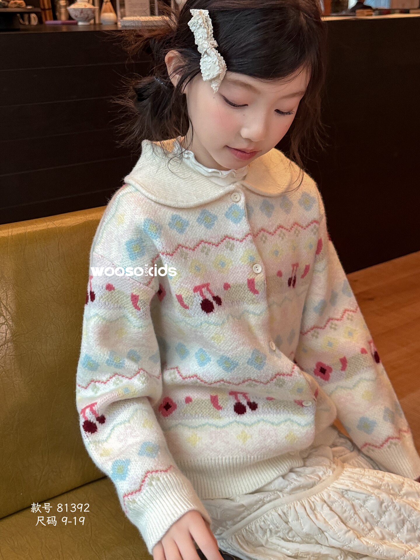 吾束WOOSe韩国毛衣2026秋季新款女童韩版宽松休闲针织开衫亲子