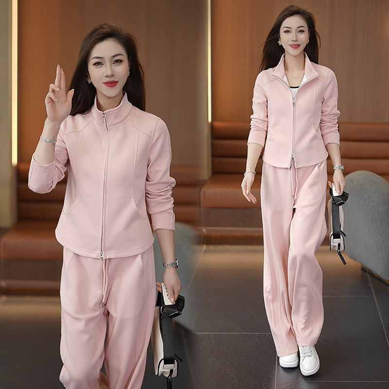 春季新款女时尚休闲套装立领双拉链短款卫衣高腰阔腿裤两件套2026,女装/女士精品,休闲运动套装,淘宝优惠券,粉丝福利购,淘宝优惠卷