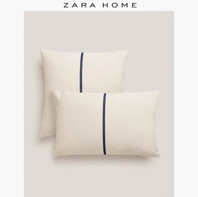 ZaraHome棉麻竖条抱枕套ins风居家装饰枕套靠垫套不含芯