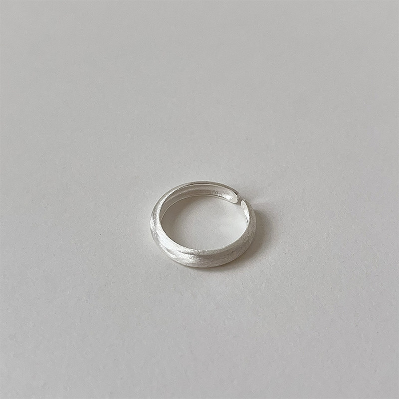 OPs韩系温柔丝缎质感S925纯银拉丝磨砂戒指ins风极简百搭气质指环