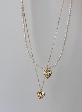 OPs八芒星褶皱爱心珍珠项链