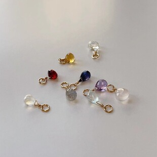 OPs多彩天然石小溜儿水滴吊坠黄水晶石榴月光石手链项链挂坠耳坠