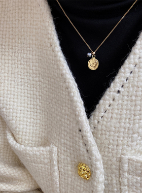 美国进口14K包金金币珍珠项链