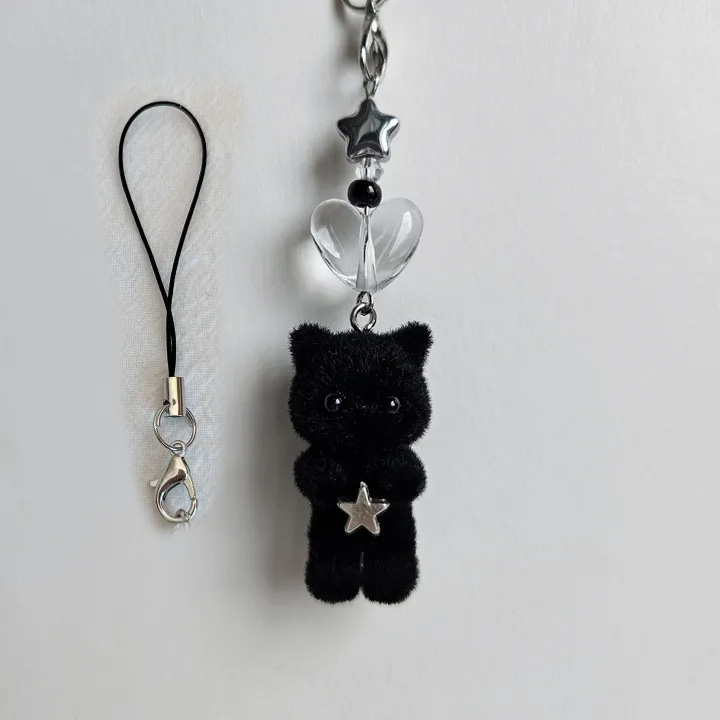 小众Y2K可爱星星黑猫车钥匙扣