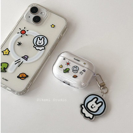 韩国ins小众可爱宇航员外星人无线蓝牙耳机套软壳适用苹果airpods 4/3/2代耳机保护套airpods pro2透明硅胶